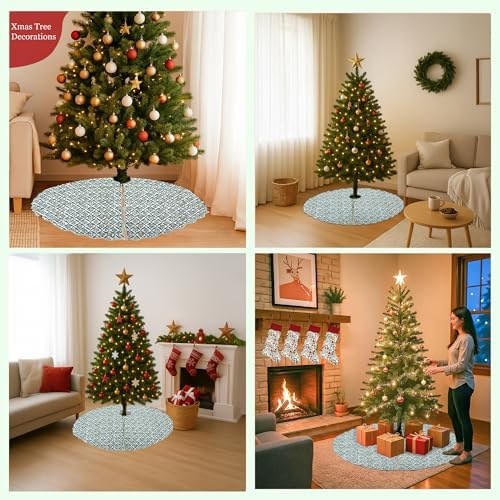 Ridhi Sea Green Hand Block Print Cotton Christmas Tree Skirt 60 Inch - Image 6