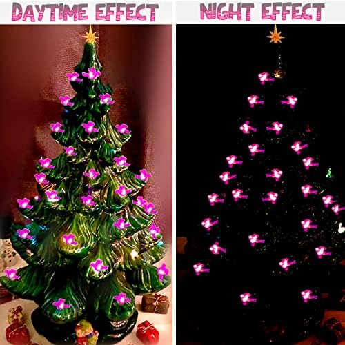 117Pcs Ceramic Christmas Tree Pink Love Bird Replacement Lights Bulbs and 1 Angel/3Stars Topper Ornament for Ceramic Tree D??cor - Medium Plastic Pegs. - Image 5