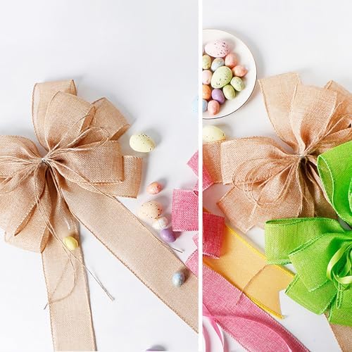 Burlap Wreaths Bows Large Jute Door Bows Christmas Tree Topper for Wedding Holiday Birthday Decoration - Image 3