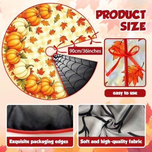 36 Inch Reversible Halloween Thanksgiving Tree Skirt, Double Sided - Image 5