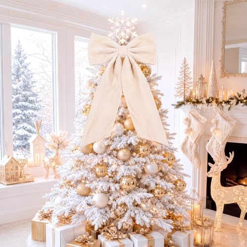 HunnmingRe 20 x 30 Inches Cream Large Velvet Bow Decor Giant Bow Party Decorations for Wall Backdrop Wedding Bridal Shower Birthday Party Room Home Wreath & Door Hanging Decorations - Image 3