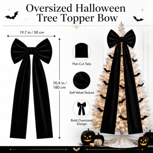Knitgrip 1 Pack 20x71 in Christmas Large Velvet Bows, Black - Image 2
