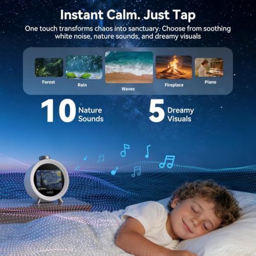 MOMILLA Alarm Clock for Heavy Sleepers Adults, Colorful Screen Temperature, Loud 7-Day Programmable 4 Alarms, Kids Alarm Clocks for Bedrooms Boys Girls, Easy to Set, Digital White Noise, Hourly Chime - Image 5