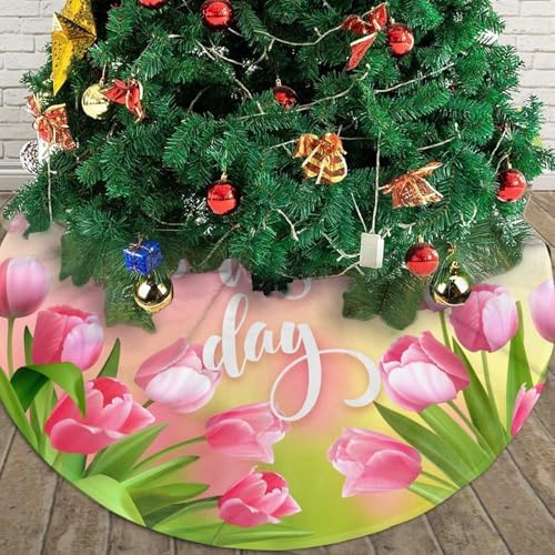 Mother's Day Christmas Tree Skirt 36" for Xmas Halloween New Year Holiday Party Home Tree Mat Decor Ornaments Decoration - Image 4