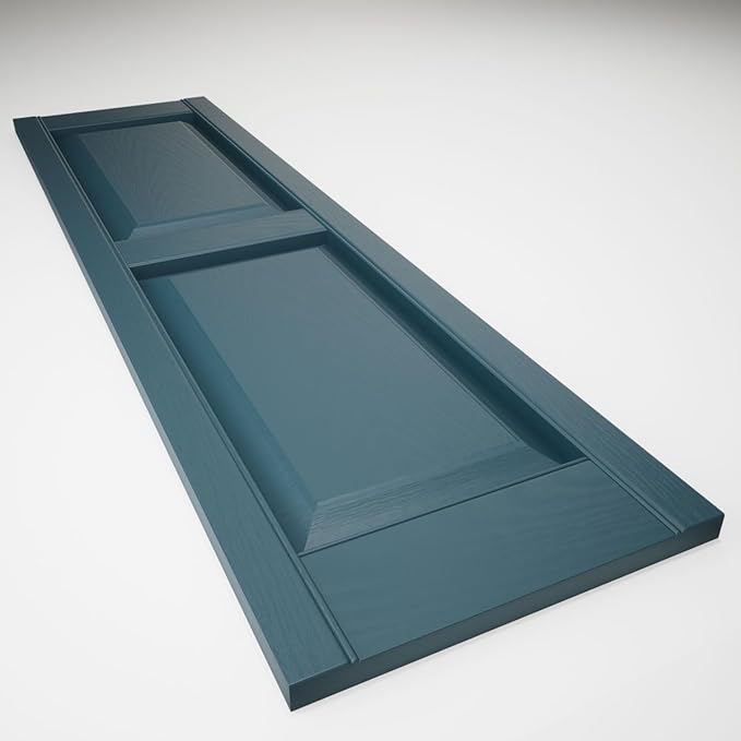 Ekena Millwork Lifetime Vinyl LP2S14X08000MB Standard Two Equal Panel Vinyls, Raised Panel Vinyl Shutters, w/Installation Shutter-Lok's & Matching Screws (Per Pair),14.75"W x 80"H, Midnight Blue