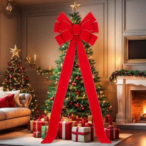 Norme 1 Pcs Red Extra Large Christmas Tree Topper Bow Decor by Norme