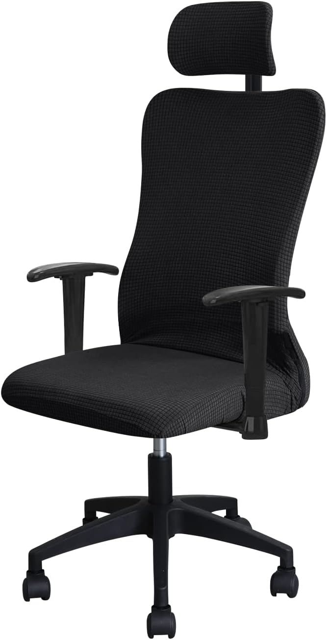 FORCHEER Ergonomic Office Chair Covers Set with Headrest Cover Water Repellent Managerial Chair Cover for Office Executive Chair，Black