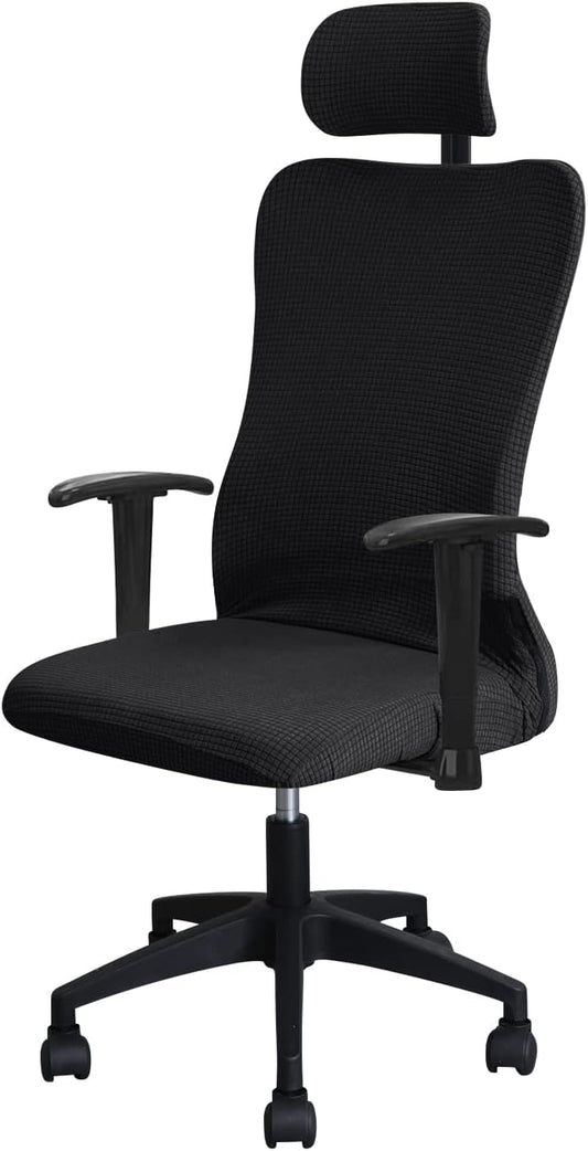 FORCHEER Ergonomic Office Chair Covers Set with Headrest Cover Water Repellent Managerial Chair Cover for Office Executive Chair，Black