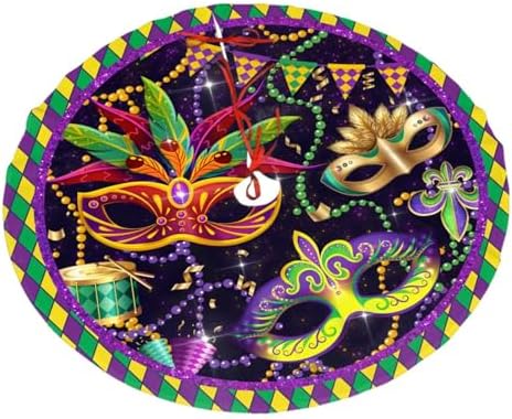 Mardi Gras Christmas Tree Skirt 48" for Xmas Halloween New Year Holiday Party Home Tree Mat Decor Ornaments Decoration by Majoug