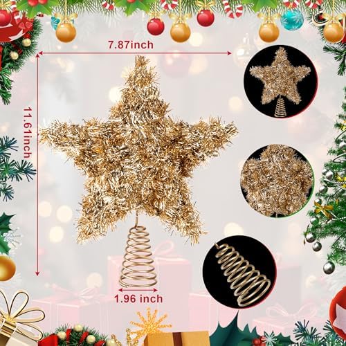 LAWOHO Christmas Tree Topper Star, Vintage Christmas Decor, 10 Inch Shiny Golden Christmas Tree Decoration with 6H Timer, 50 Warm LED Lights for Xmas Tree, Holiday & Party, Indoor Decor - Image 5