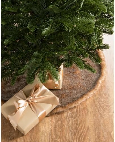 Balsam Hill Lodge Faux Fur Christmas Tree Skirt - Premium Rustic and Luxurious Fur Accents in Brown and Ivory for Tree Decor, Brown, 72" by BalsamHill