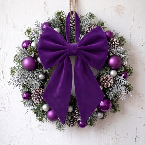 Janinka Purple Christmas Tree Topper Bow 22" Big,Velvet - Image 2