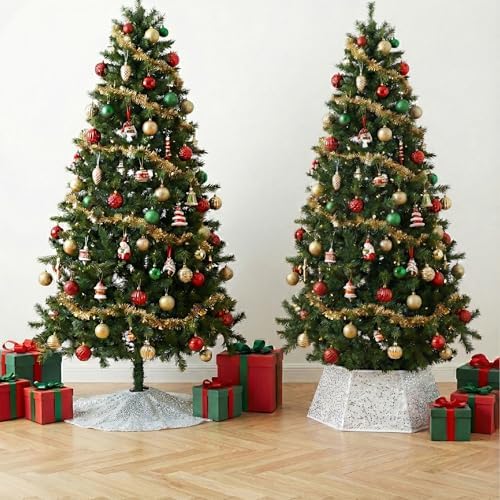 Mr. Pen- Silver Sequin Christmas Tree Skirt and Tree Collar - Image 4