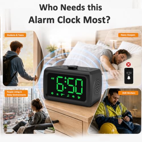 Peakeep 115dB Super Loud Alarm Clock for Heavy Sleepers Adults Teens - Image 3
