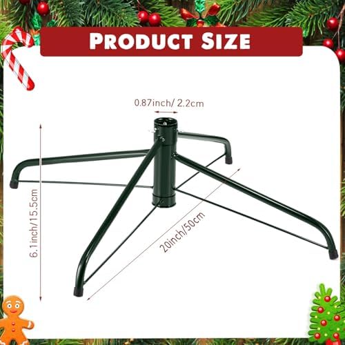 Roowest Folding Christmas Tree Stand Artificial Xmas Tree Base Holder Replacement Metal Tree Base for Artificial Christmas Tree(Green, 20 Inch) - Image 2