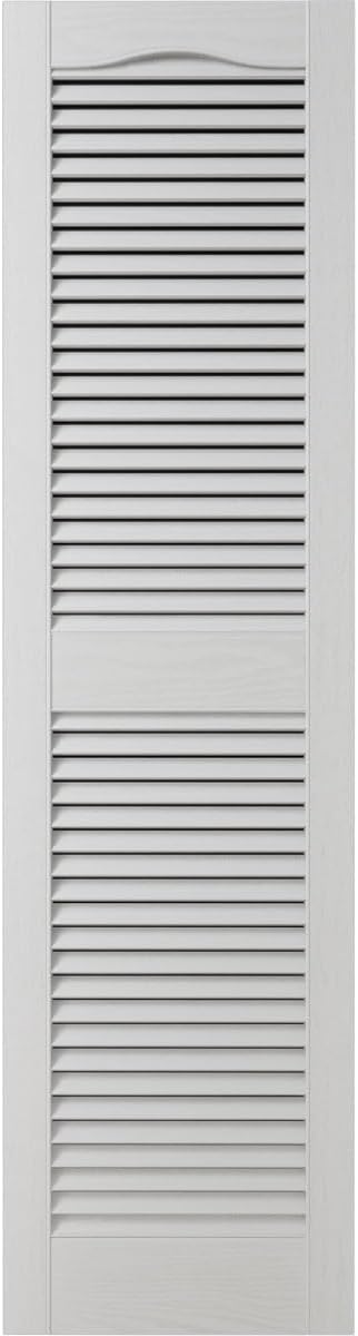 Ekena Millwork Lifetime Vinyl LL1S12X06000WH Standard Cathedral Top Center Mullion, Open Louver Vinyl Shutters, w/Installation Shutter-Lok's & Matching Screws (Per Pair), 12"W x 60"H, White