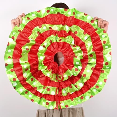 yuboo 24 Inch Tabletop Christmas Tree Skirt - Small Red and Green Polka Dots Ruffle Tree Skirt, Mini Xmas Tree Mat for Pencil Tree, Halloween Christmas Tree Decorations Ornaments - Image 2
