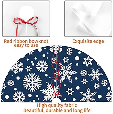 Christmas Tree Skirt 30 Inch Snowflakes White Blue Holiday Decorations for Festive Party Indoor Outdoor Xmas Ornaments - Image 4