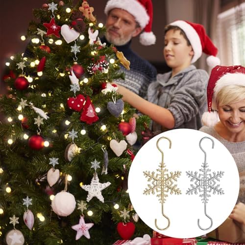 INCREWAY 60 Pcs Christmas Ornament Hooks Sliver Gold Snowflake Decorative Ornament Hangers for Xmas Christmas Tree for Small Ornaments - Image 5