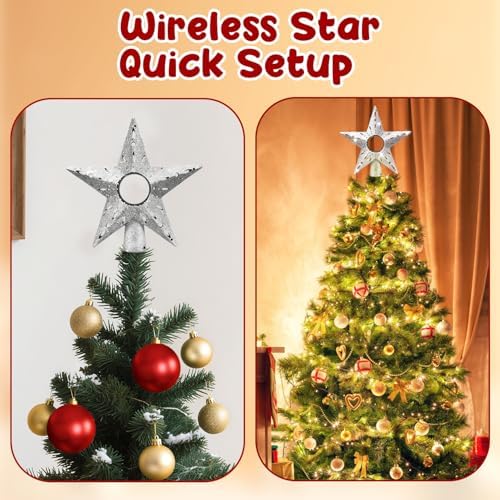 Silver Christmas Tree Topper Star, 12 Inch Glitter Tree Top Decoration, Sparkling Star Ornament for Christmas Tree, Durable ABS Plastic Holiday Decor Accessory, Xmas Tree Topper for Home and Party - Image 4