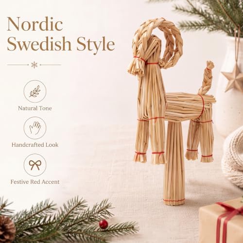 Gemscream Christmas Straw Goat Tree Topper Scandinavian Christmas Decor - Image 4