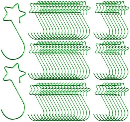 100 Pieces Star Shaped Christmas Ornament Hooks Christmas Tree Hangers Bauble Hooks Hanging Fasteners Made of Metal for Secure Hanging Suitable for Ho, Green by Unknown