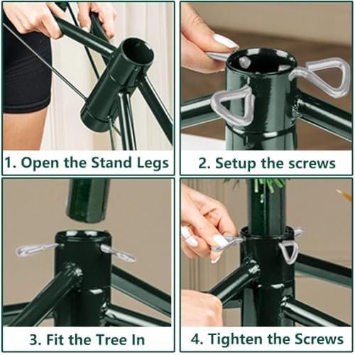 Christmas Tree Stand, Folding Xmas Tree Stand Metal Christmas Tree Stand for Artificial Tree Folding Stand,Christmas Tree Base, Fits 0.5-1.25 Inch Pole - Image 4
