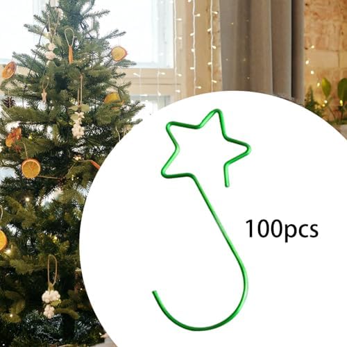100 Pieces Star Shaped Christmas Ornament Hooks Christmas Tree Hangers Bauble Hooks Hanging Fasteners Made of Metal for Secure Hanging Suitable for Ho, Green - Image 4