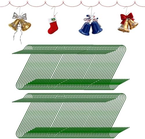 100 Pcs Metal Christmas Ornament Hooks for Christmas Tree Decoration, Green by WFCYX