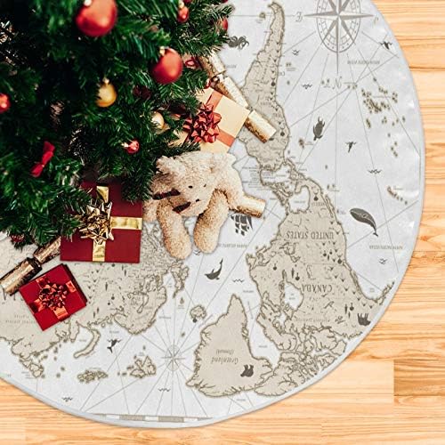 ATTX Vintage World Map Christmas Tree Skirt 47.2 inch Ornaments Xmas Tree Skirts for Christmas Holiday Decoration New Year Party - Image 5