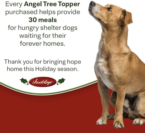 iHeartDogs Christmas Dog Angel Tree Topper with LED Halo - Image 6