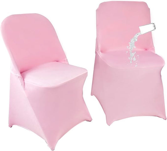40PCS Stretch Spandex Folding Waterproof Chair Covers,Universal Fitted Chair Cover Protector for Wedding Party Banquet Holidays Celebration Decoration(Pink)