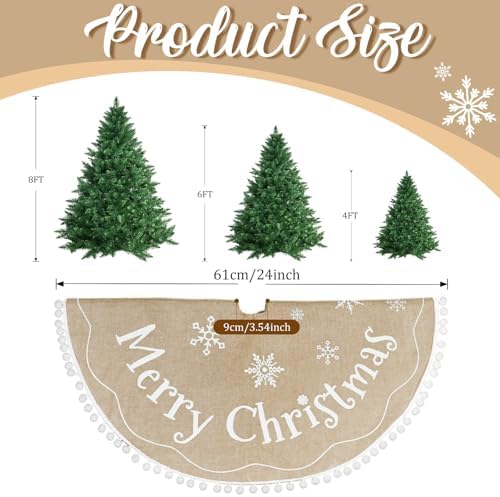 AerWo 24 inch Small Christmas Tree Skirt Decorations, Rustic Mini Burlap Tree Skirt Vintage Xmas Cover for Christmas Party Mat Indoor Outdoor Holiday Family Winter Home Decorations - Image 2