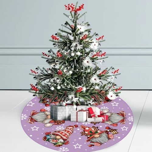 GAGEC Christmas Tree Skirt Purple Tree Skirt Glitter Gnomes Snowflake Xmas Winter Tree Skirt 48 Inch for Black Christmas Indoor Outdoor Decorations - Image 2