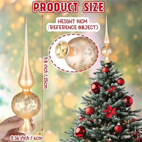Gejoy Mercury Glass Christmas Finials Tree Topper Gold Ornaments - Image 2