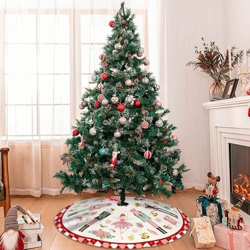 Nutcracker Tree Skirt 36in, Red Nutcracker Christmas Decor, Nutcracker Tree Ornament Ballet for Christmas Tree Mat, Nutcracker Xmas Decorations for New Year Winter Holiday Party - Image 6
