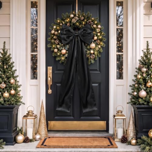 Daifunli 24 x 79 Inches Giant Satin Bow Christmas Tree Topper,Black - Image 6