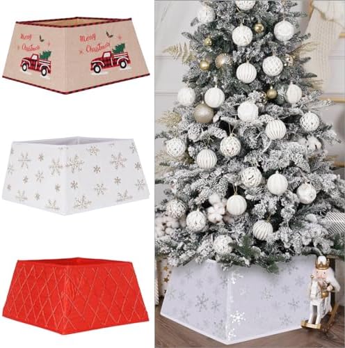 Christmas Tree Collars for Atificial Trees, 24 Inch Snowflake Christmas Skirt, Base Cover,Holiday Home Decor Ring (Snow-Silver, Medium) - Image 7