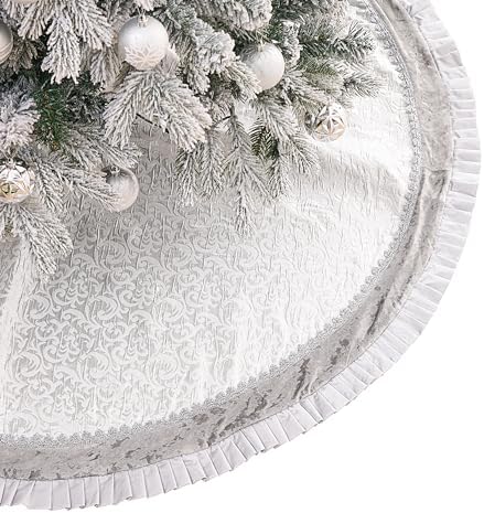 Valery Madelyn 60 Inch Sliver Christmas Tree Skirt for Tree Decorations by ValeryMadelyn