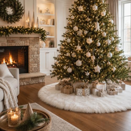 36 Inch Christmas Tree Plush Skirt Decoration for Merry Christmas Party Faux Fur Christmas Tree Skirt Decorations - Image 3