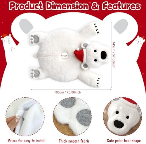 48Inch White Faux Fur Polar Bear Christmas Tree Skirt for Xmas Home Decor - Image 2