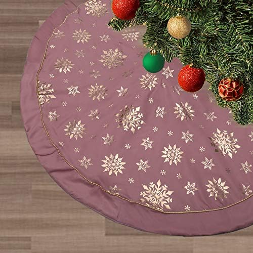 Flash World 48 Inch Large Christmas Tree Skirt Xmas Soft Cover Mat Decor Snowflake Collar Farmhouse Tree Skirt for Holiday Ornaments Party Home Indoor Decorations (Pink—Three Cotton Layer, 48INCH) by FLASH+WORLD