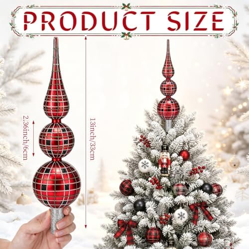 Roowest 13" Vintage Glass Christmas Tree Topper, Mercury Glass Finial - Image 3