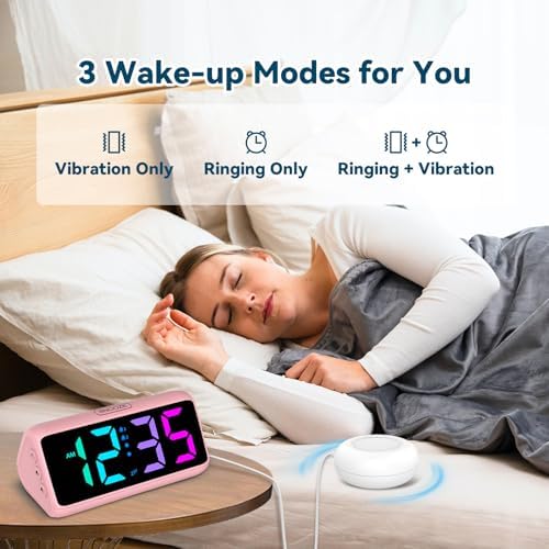 Netzu Loud Alarm Clock for Heavy Sleepers Pink - Image 3