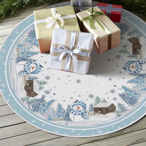 AVOIN colorlife Snowflake Snowman Cardinal Christmas Tree Skirt 36 Inch - Image 4