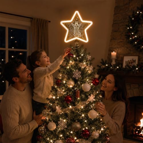 Christmas Angel Tree Topper, Warm White LED Light, USB or Battery Operated - Image 4