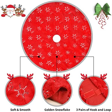 Christmas Tree Skirt, 36 Inches Large Red Faux Fur Tree Skirt - Image 5