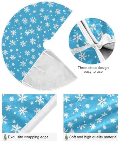 Light Blue Snowflakes Christmas Tree Skirt Small Xmas Tree Skirts Decorations 36 in Burlap Tree Mat Cover for 4 ft Trees Holiday Party - Image 3