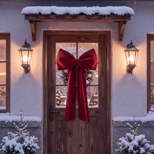 Knitgrip Extra Large Velvet Christmas Tree Topper Bow, Burgundy, 47 Inch - Image 6