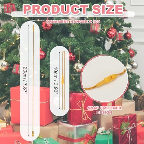 PATIKIL Christmas Ornament Hooks, 100 Pcs LED String Light Hanging Cable Holiday Decor Gift Tag Hanger with Snap Lock for Valentine's Halloween, Dark Yellow - Image 2